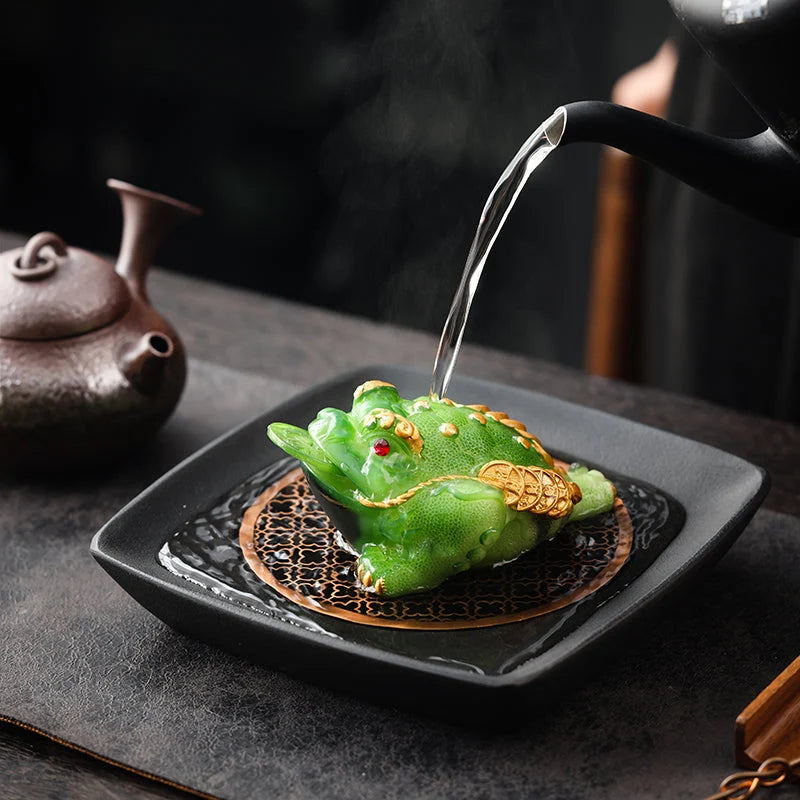 Green Color Changing "Jin Chan" Money Toad Tea Pet detail photo 3 for gongfu tea pet