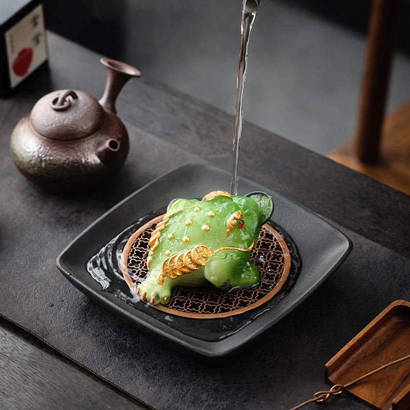 Green Color Changing "Jin Chan" Money Toad Tea Pet detail photo 4 for gongfu tea pet