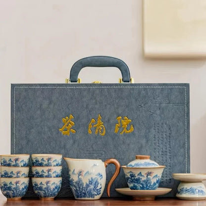 Hand-Painted Ru-Kiln Celadon Tea Set detail photo 4 for ceramic gongfu tea set
