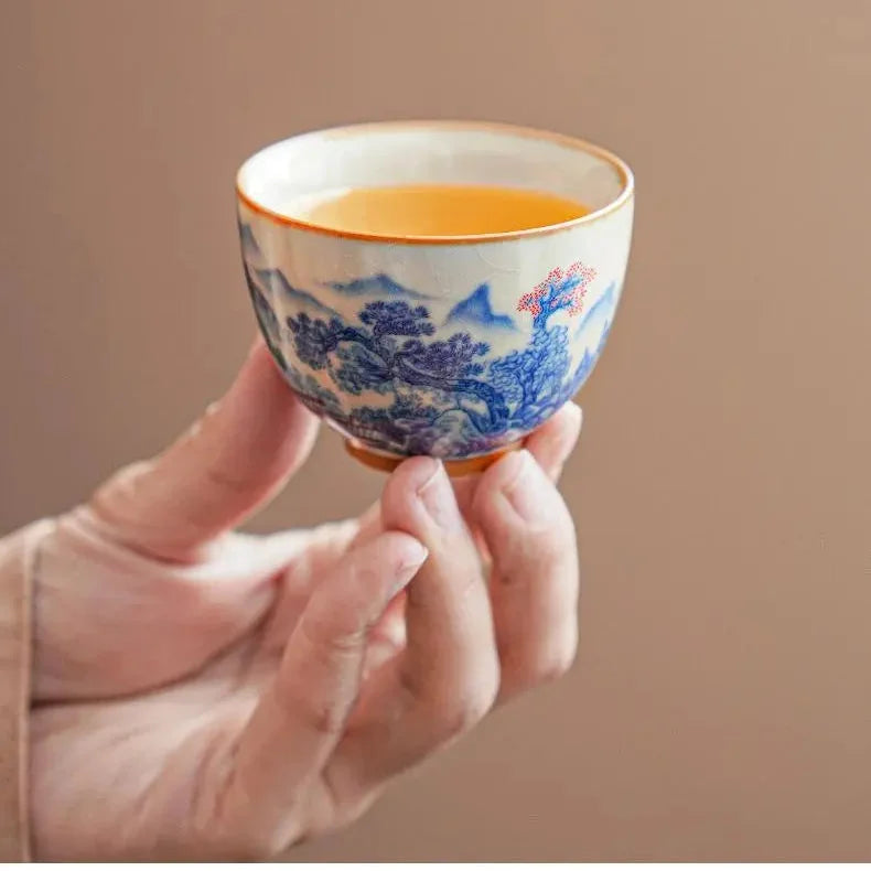 Hand-Painted Ru-Kiln Celadon Tea Set product gallery photo 8 for ceramic gongfu tea set
