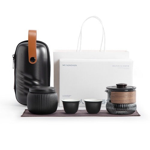 Wild Sea - Black travel tea set with case