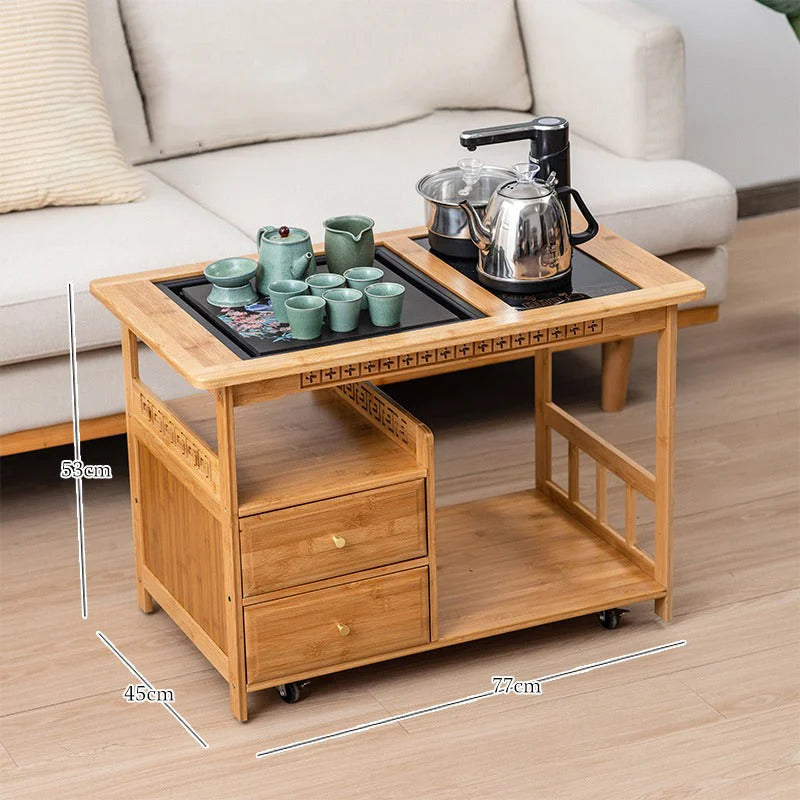 Movable Chinese Gongfu Bamboo Tea Table product gallery photo 5 for gongfu tea table
