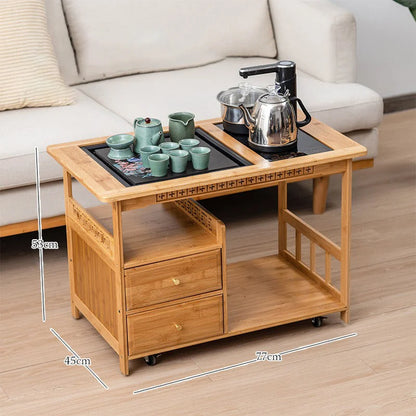 Movable Chinese Gongfu Bamboo Tea Table product gallery photo 5 for gongfu tea table
