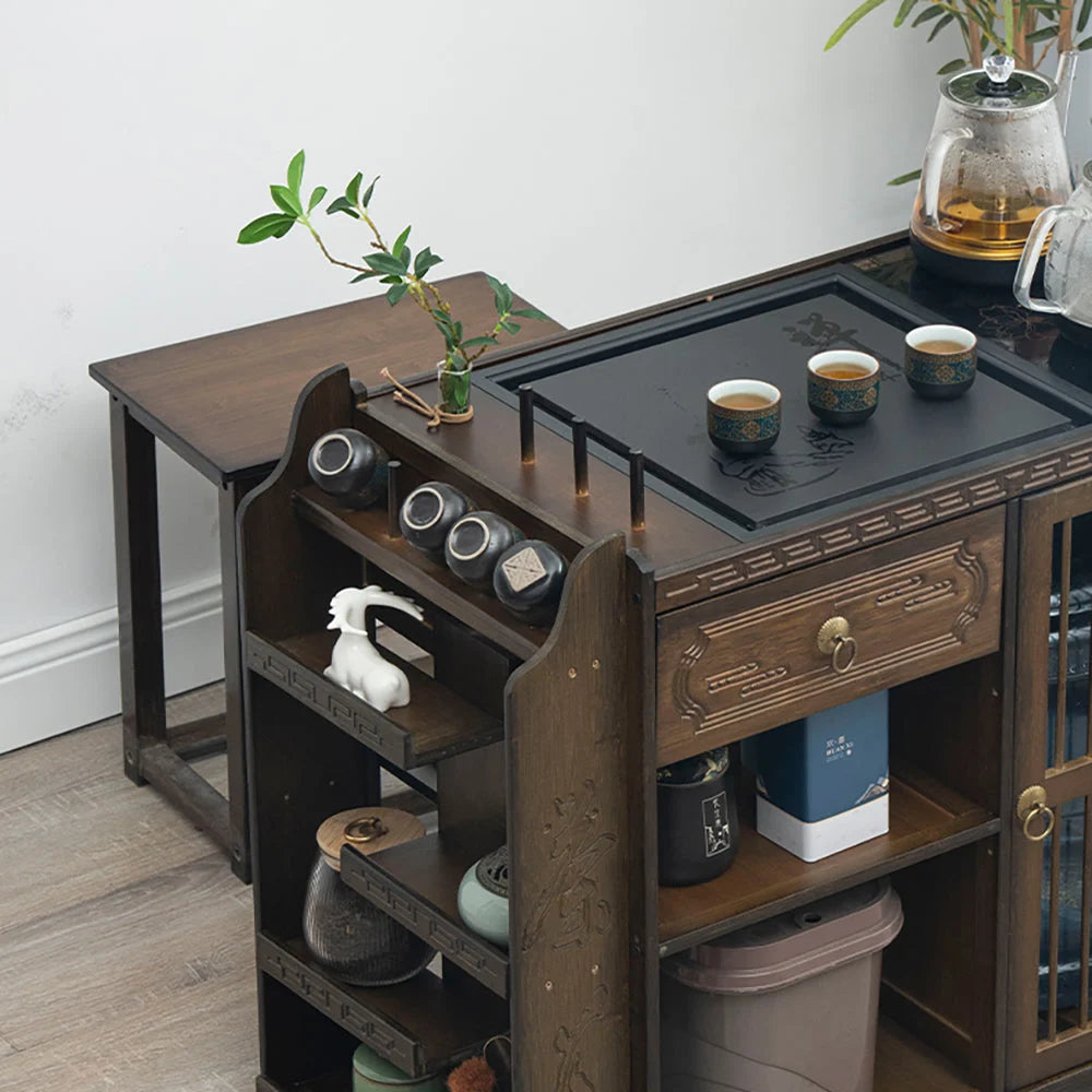 Movable Integrated Chinese Tea Cabinet detail photo 2 for gongfu tea table