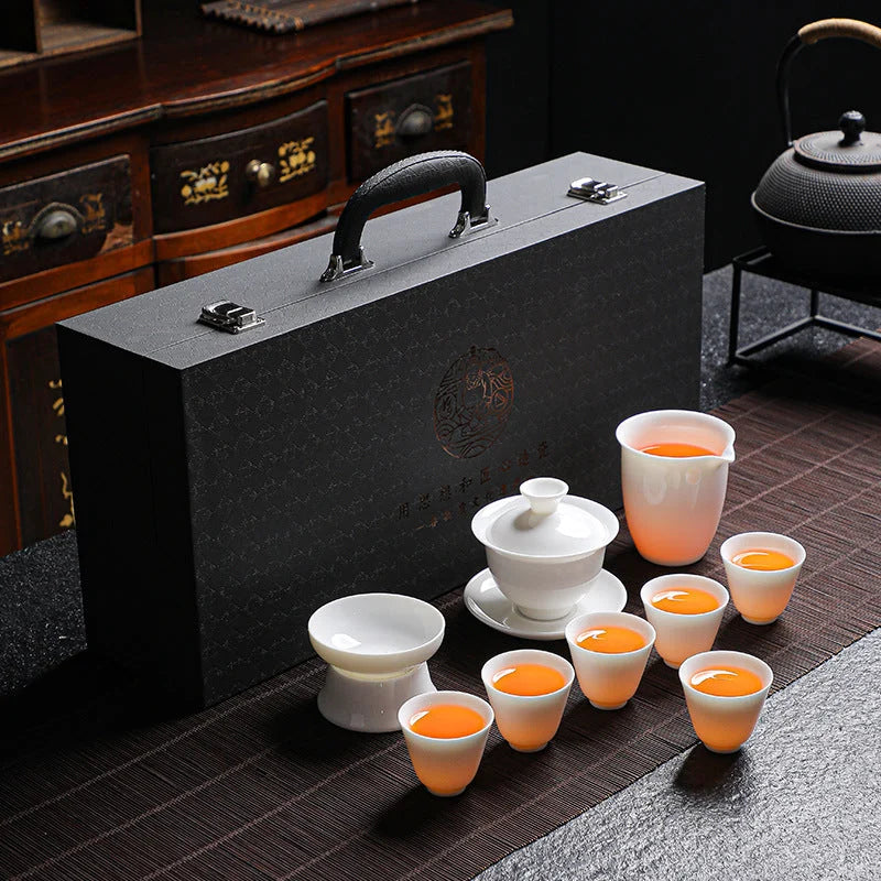 Premium White Porcelain Tea Set detail photo 2 for ceramic gongfu tea set