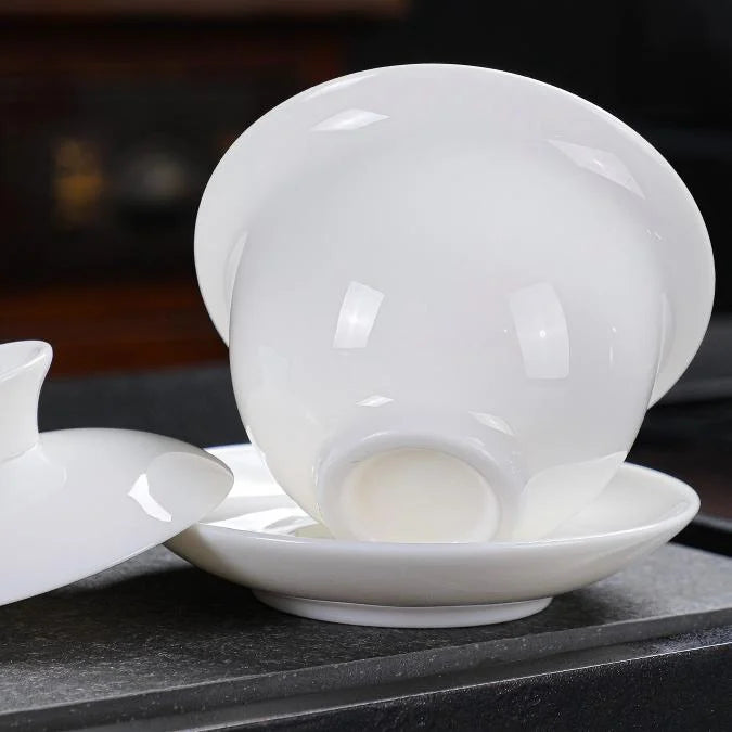 Premium White Porcelain Tea Set product gallery photo 13 for ceramic gongfu tea set
