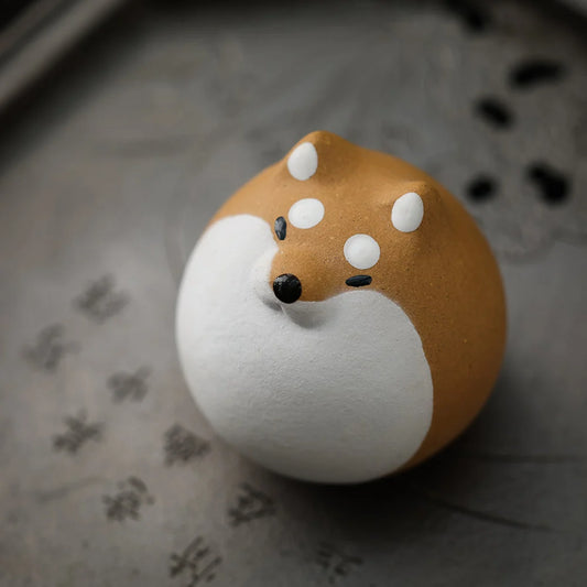 Round Shiba Inu Tea Pet - Brown