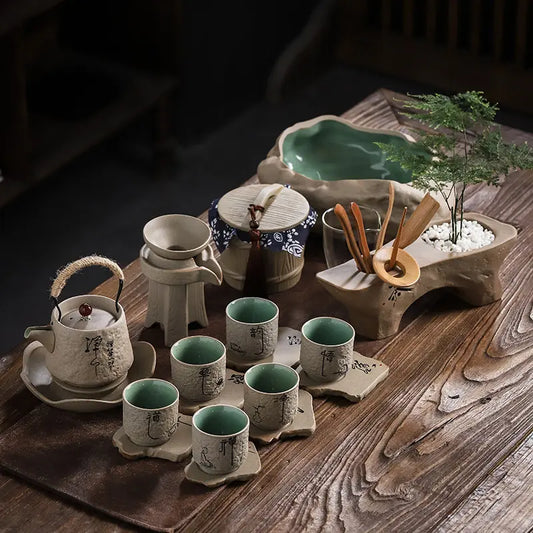 Wabi-Sabi Ceramic Gongfu Tea Set — Artisan Handmade Teaware
