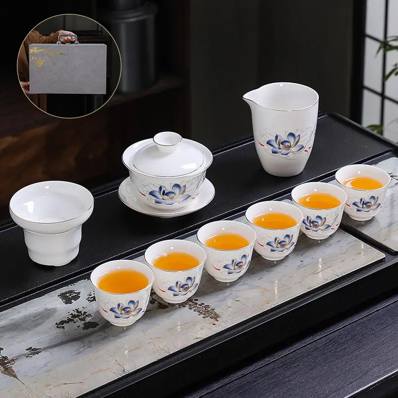 Hand-Painted Dehua White Porcelain Gongfu Tea Set product gallery photo 7 for ceramic gongfu tea set