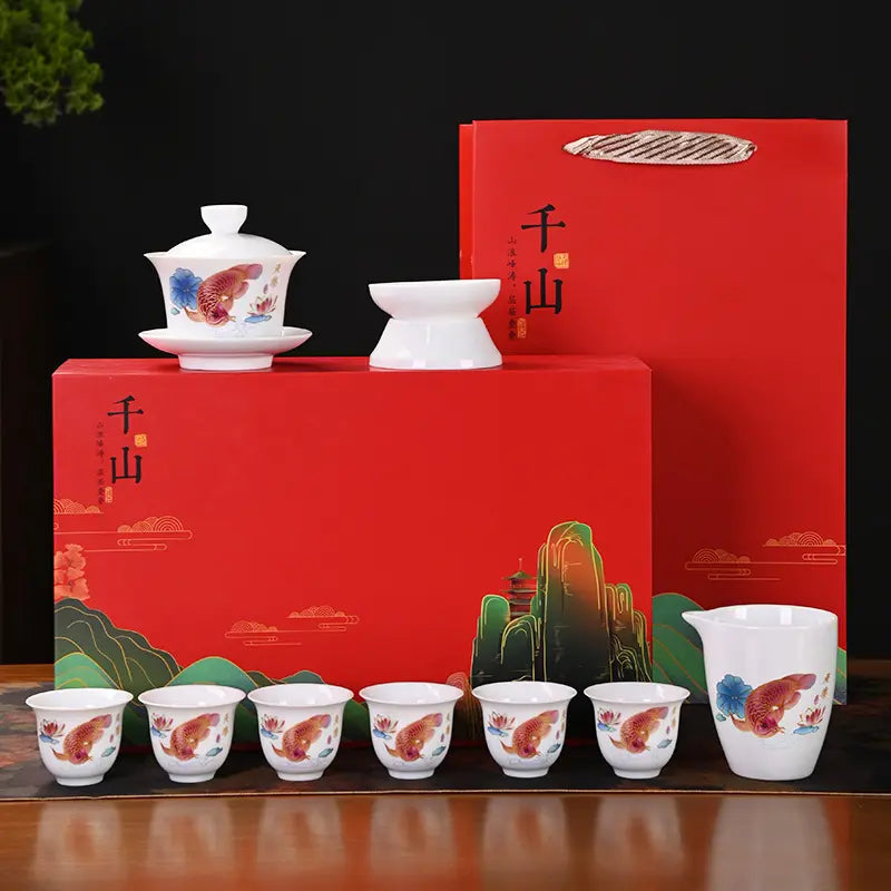 Dehua White Porcelain 10-Piece Kung Fu Tea Set with Gift Box for Business Gifting product gallery photo 13 for ceramic gongfu