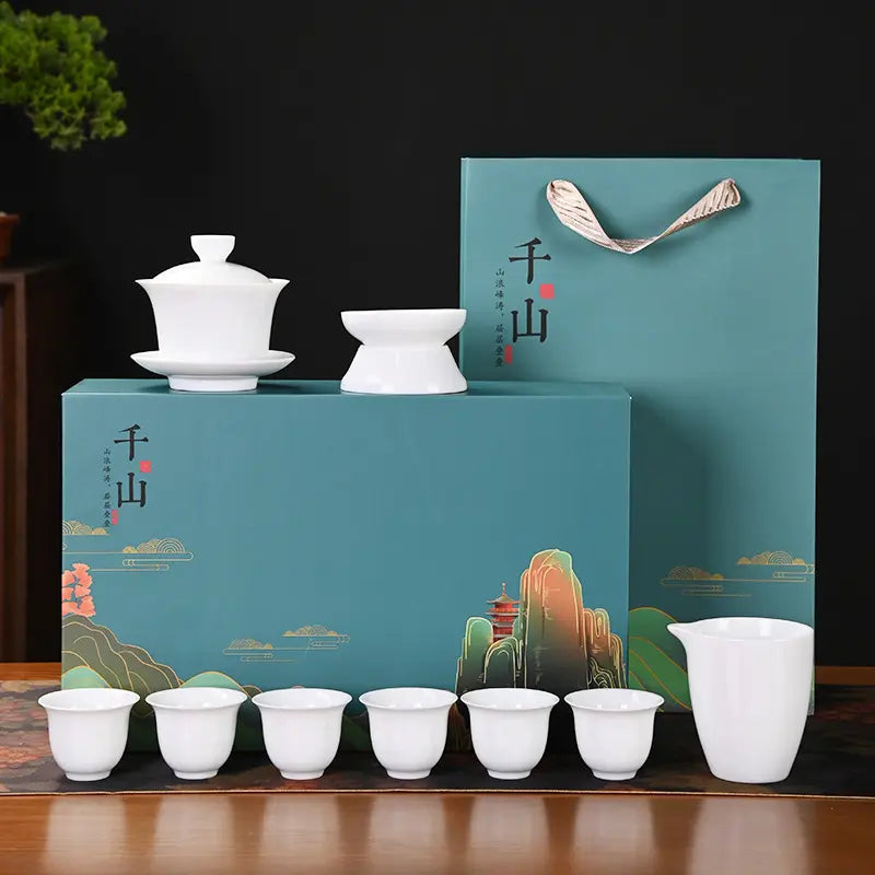 Dehua White Porcelain 10-Piece Kung Fu Tea Set with Gift Box for Business Gifting product gallery photo 16 for ceramic gongfu