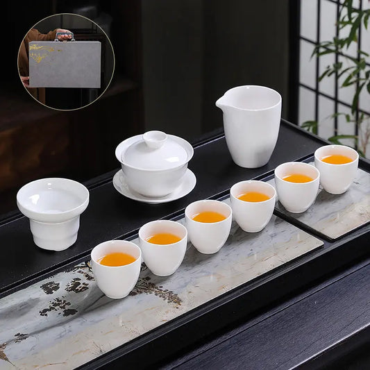 Hand-Painted Dehua White Porcelain Gongfu Tea Set | Zen Tea Sets