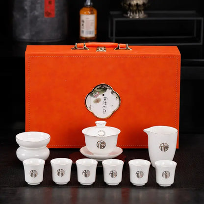 Dehua White Porcelain Gongfu Tea Set with Gift Box main product photo for ceramic gongfu tea set
