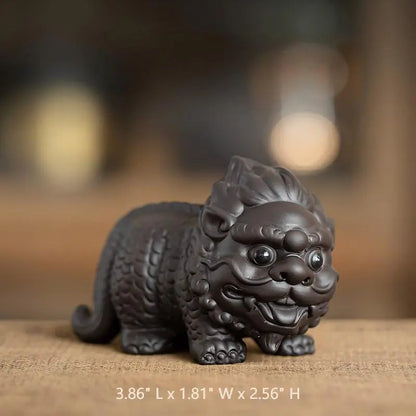 Auspicious Chinese Tea Pet — Handmade Zisha Kylin Figurine & Desk Ornament