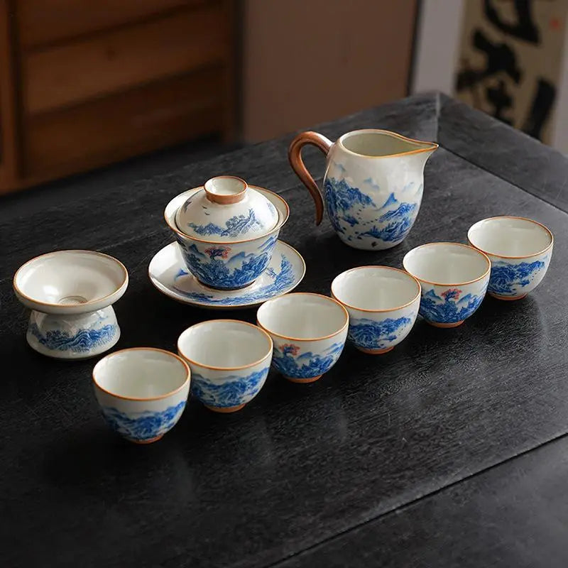 Hand-Painted Ru-Kiln Celadon Tea Set detail photo 3 for ceramic gongfu tea set