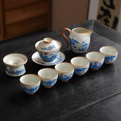 Hand-Painted Ru-Kiln Celadon Tea Set detail photo 3 for ceramic gongfu tea set