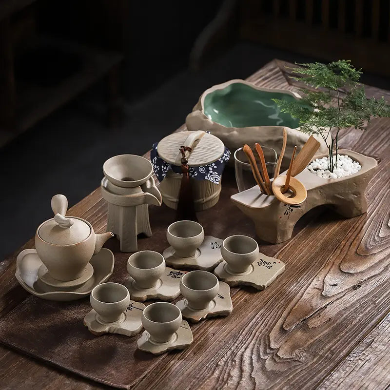 Wabi-Sabi Ceramic Gongfu Tea Set detail photo 2 for ceramic gongfu tea set