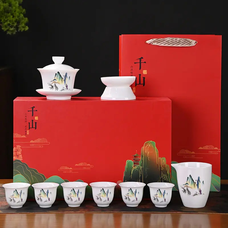 Dehua White Porcelain 10-Piece Kung Fu Tea Set with Gift Box for Business Gifting detail photo 3 for ceramic gongfu tea set