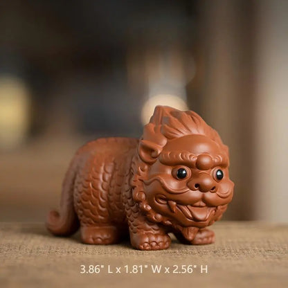 Auspicious Chinese Tea Pet — Handmade Zisha Kylin Figurine & Desk Ornament