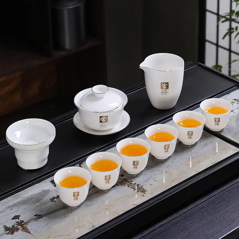 Hand-Painted Dehua White Porcelain Gongfu Tea Set product gallery photo 12 for ceramic gongfu tea set