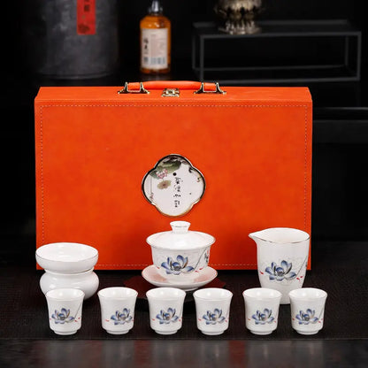 Dehua White Porcelain Gongfu Tea Set with Gift Box detail photo 3 for ceramic gongfu tea set