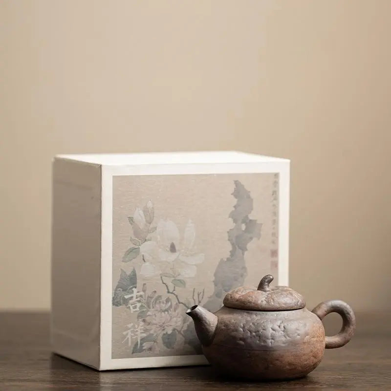 Rustic Chinese Stoneware Tea Set with Gift Box