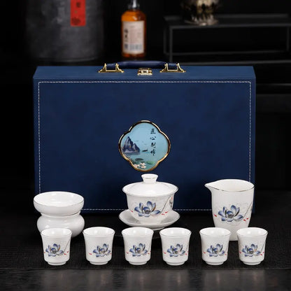 Dehua White Porcelain Gongfu Tea Set with Gift Box detail photo 4 for ceramic gongfu tea set