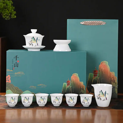 Dehua White Porcelain 10-Piece Kung Fu Tea Set with Gift Box for Business Gifting detail photo 4 for ceramic gongfu tea set