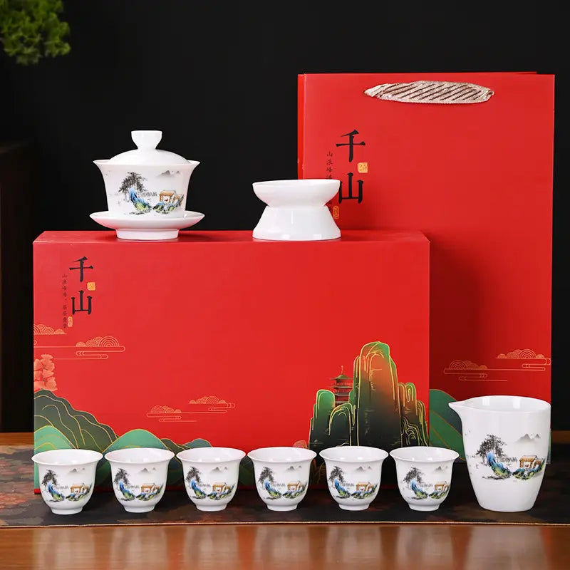 Dehua White Porcelain 10-Piece Kung Fu Tea Set with Gift Box for Business Gifting product gallery photo 5 for ceramic gongfu