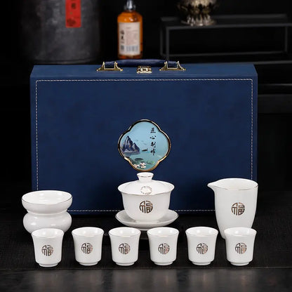 Dehua White Porcelain Gongfu Tea Set with Gift Box detail photo 2 for ceramic gongfu tea set