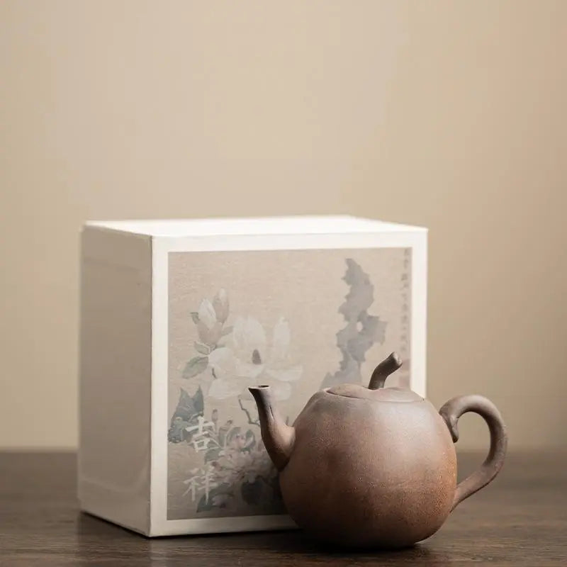 Rustic Chinese Stoneware Tea Set with Gift Box