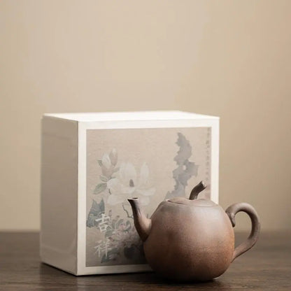 Rustic Chinese Stoneware Tea Set with Gift Box