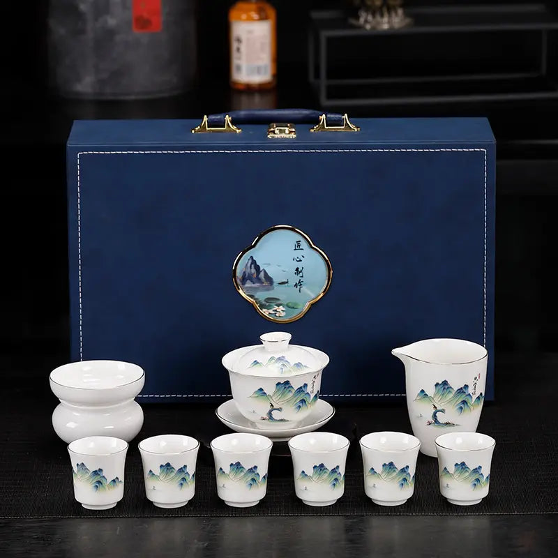 Dehua White Porcelain Gongfu Tea Set with Gift Box product gallery photo 6 for ceramic gongfu tea set
