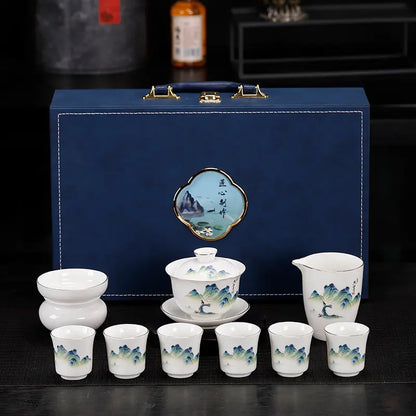 Dehua White Porcelain Gongfu Tea Set with Gift Box product gallery photo 6 for ceramic gongfu tea set