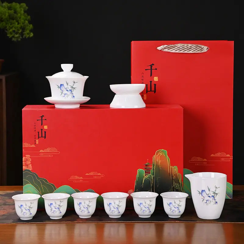 Dehua White Porcelain 10-Piece Kung Fu Tea Set with Gift Box for Business Gifting product gallery photo 7 for ceramic gongfu