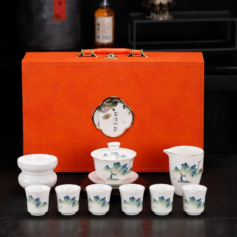 Dehua White Porcelain Gongfu Tea Set with Gift Box product gallery photo 5 for ceramic gongfu tea set