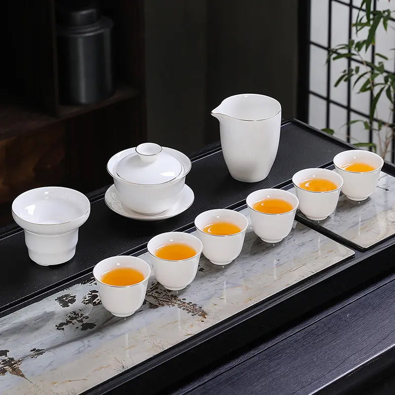 Hand-Painted Dehua White Porcelain Gongfu Tea Set detail photo 4 for ceramic gongfu tea set
