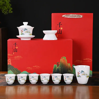 Dehua White Porcelain 10-Piece Kung Fu Tea Set with Gift Box for Business Gifting product gallery photo 9 for ceramic gongfu