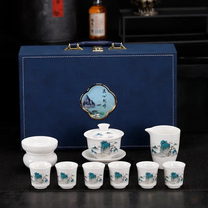 Dehua White Porcelain Gongfu Tea Set with Gift Box product gallery photo 8 for ceramic gongfu tea set