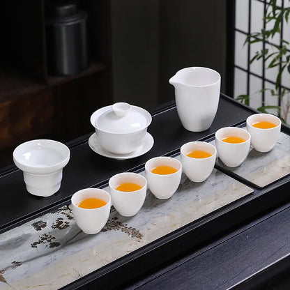 Hand-Painted Dehua White Porcelain Gongfu Tea Set detail photo 2 for ceramic gongfu tea set
