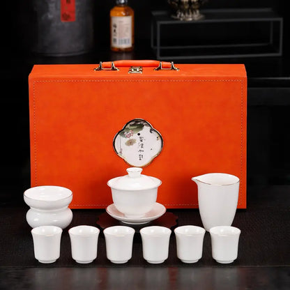 Dehua White Porcelain Gongfu Tea Set with Gift Box product gallery photo 9 for ceramic gongfu tea set