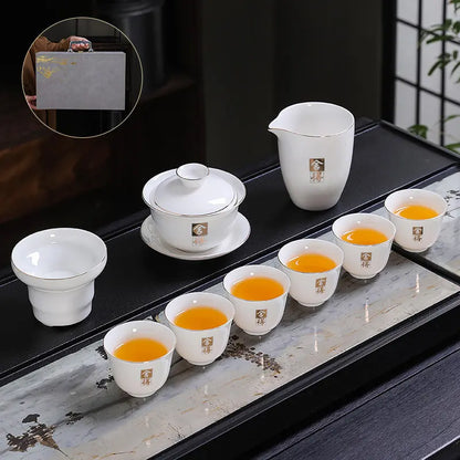 Hand-Painted Dehua White Porcelain Gongfu Tea Set product gallery photo 11 for ceramic gongfu tea set