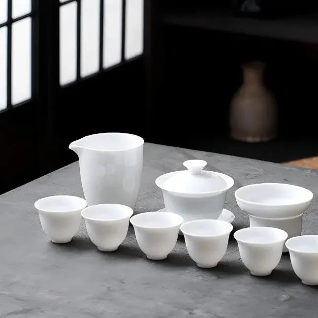 White Porcelain Kung Fu Tea Set product gallery photo 7 for ceramic gongfu tea set