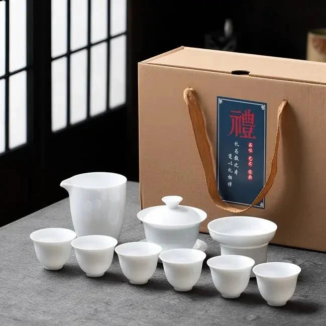 White Porcelain Kung Fu Tea Set product gallery photo 8 for ceramic gongfu tea set