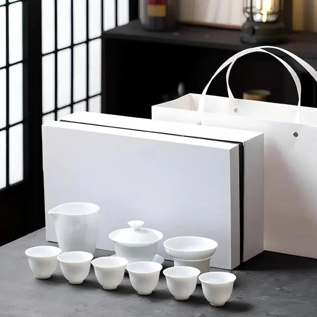 White Porcelain Kung Fu Tea Set product gallery photo 9 for ceramic gongfu tea set