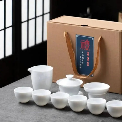 White Porcelain Kung Fu Tea Set product gallery photo 11 for ceramic gongfu tea set