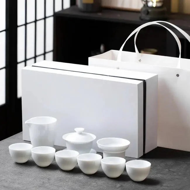 White Porcelain Kung Fu Tea Set product gallery photo 12 for ceramic gongfu tea set