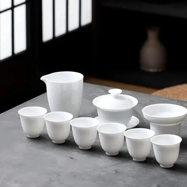White Porcelain Kung Fu Tea Set product gallery photo 13 for ceramic gongfu tea set