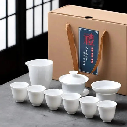 White Porcelain Kung Fu Tea Set product gallery photo 14 for ceramic gongfu tea set