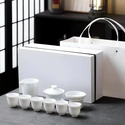 White Porcelain Kung Fu Tea Set product gallery photo 15 for ceramic gongfu tea set